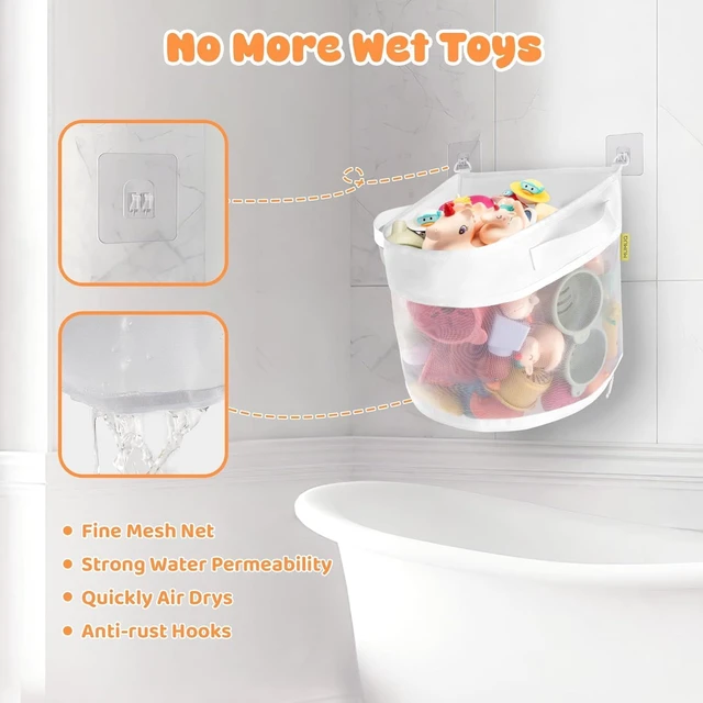 Alt view image 5 of 7 - Wall-Mounted Shower Caddy for Bath Toy Storage