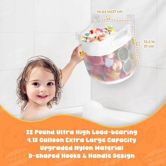 Alt view image 2 of 7 - Wall-Mounted Shower Caddy for Bath Toy Storage