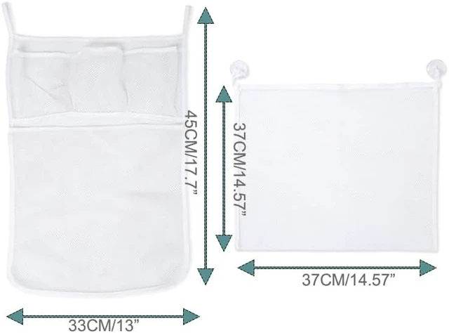 Alt view image 2 of 7 - 4 Pockets, Soap & Small Items, Shampoo, Quick Drain Bath Caddy for Toiletries, Hanging Bathroom Storage Bags with Suction Cup Hooks, 2 Pack Mesh Shower Organizer Bags