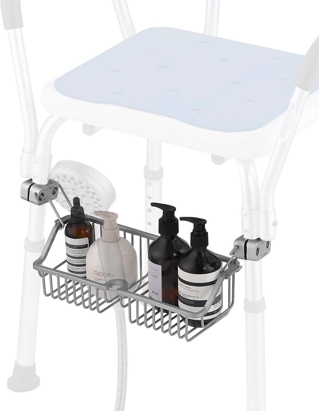 Main image of Shampoo Holder for Elderly & Disabled, Rustproof Hanging Organizer for Bath Bench, Stainless Steel Shower Chair Basket