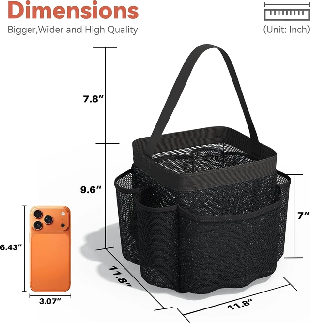 Alt view image 3 of 7 - Mesh Shower Pouch with Corner Bath Organizer Set