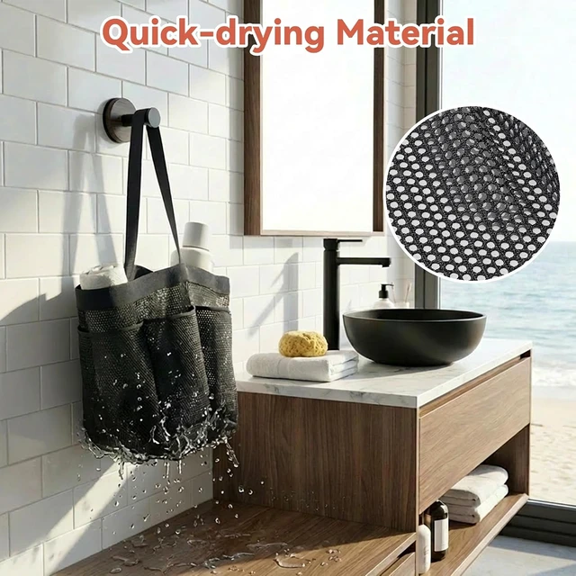 Alt view image 5 of 7 - Mesh Shower Pouch with Corner Bath Organizer Set