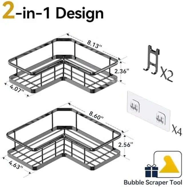 Alt view image 7 of 7 - Mesh Shower Pouch with Corner Bath Organizer Set