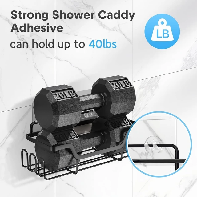 Alt view image 7 of 7 - Strong Adhesive Replacement Hooks for Shower Caddy Corner Bathroom Shelf Basket Soap Dish Hanging Kitchen Accessories