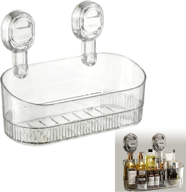 Main image of No-Drill Suction Cup Shower Caddy for Bathroom Organization