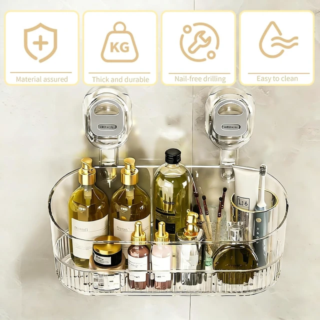Alt view image 3 of 6 - No-Drill Suction Cup Shower Caddy for Bathroom Organization