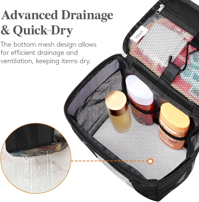 Alt view image 5 of 7 - Hanging Mesh Bathroom Organizer with PVC Phone Holder