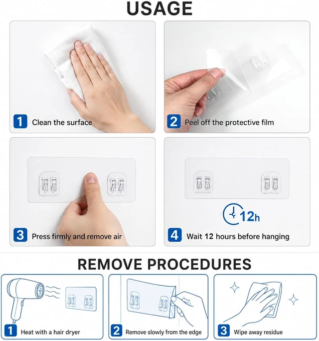 Alt view image 6 of 7 - Bathroom Corner Storage & Kitchen Racks, Soap Holder, Transparent Heavy Duty Waterproof Adhesive Hooks Replacement for Shower Caddy Basket Shelf