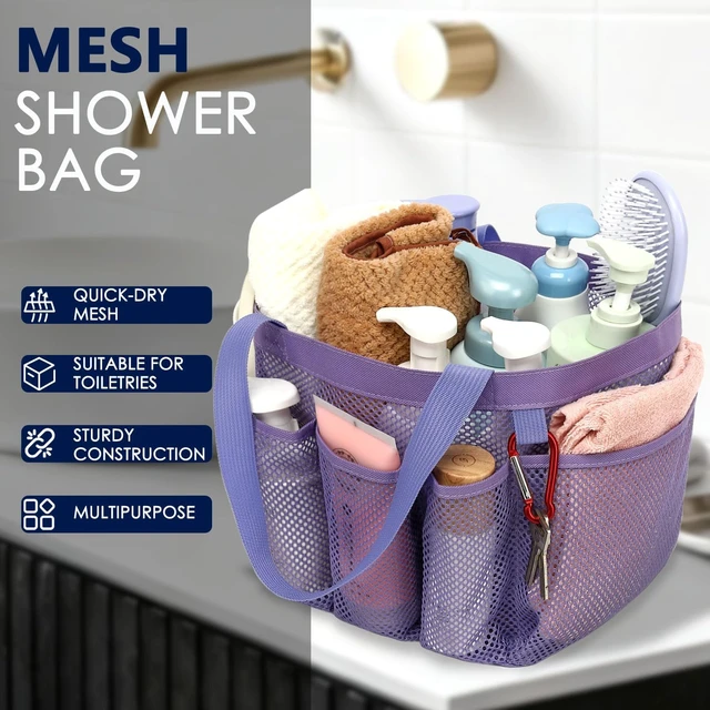 Alt view image 2 of 7 - Quick Dry Bathroom Organizer Tote for Dorm Gym Travel Camping, Portable Mesh Hanging Shower Caddy with 8 Pockets