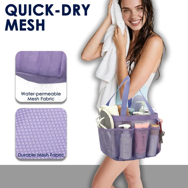 Alt view image 6 of 7 - Quick Dry Bathroom Organizer Tote for Dorm Gym Travel Camping, Portable Mesh Hanging Shower Caddy with 8 Pockets