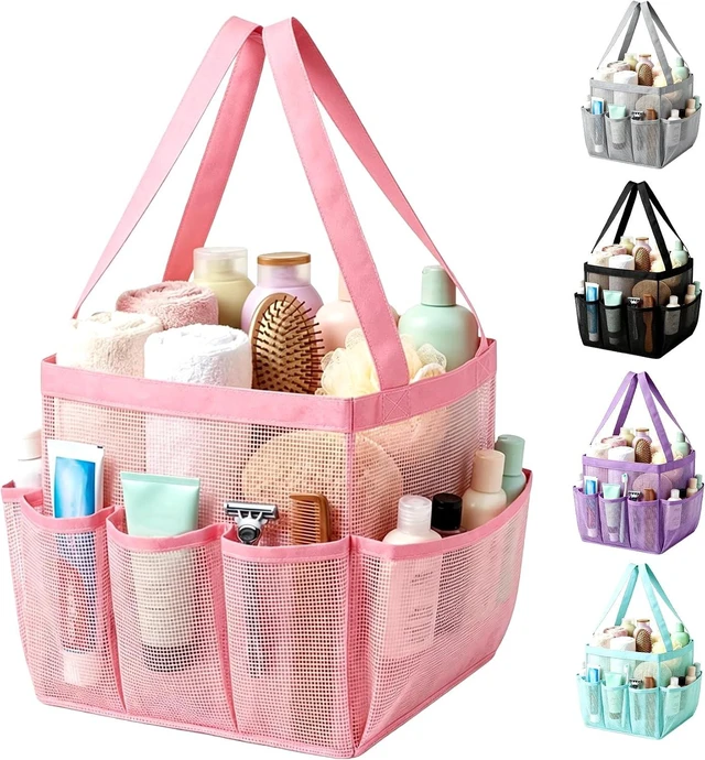 Main image of Beach & Gym, Travel, Portable Quick Dry Toiletry Bag for Dorm, Foldable Mesh Shower Caddy with 9 Pockets