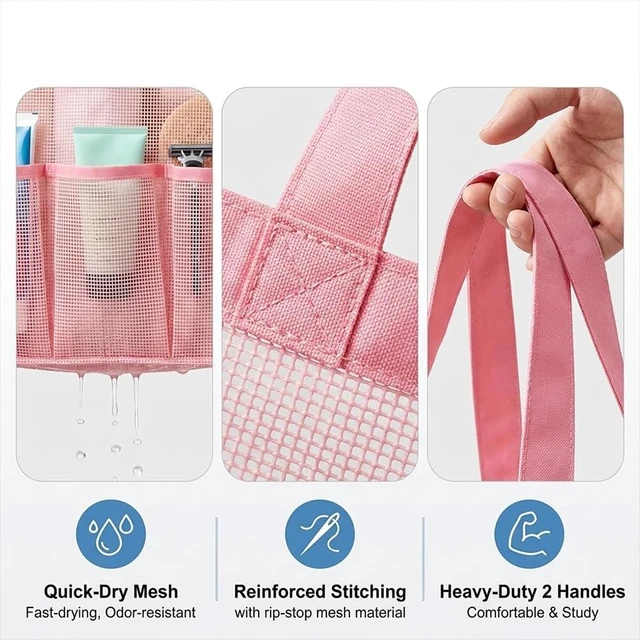 Alt view image 4 of 7 - Beach & Gym, Travel, Portable Quick Dry Toiletry Bag for Dorm, Foldable Mesh Shower Caddy with 9 Pockets