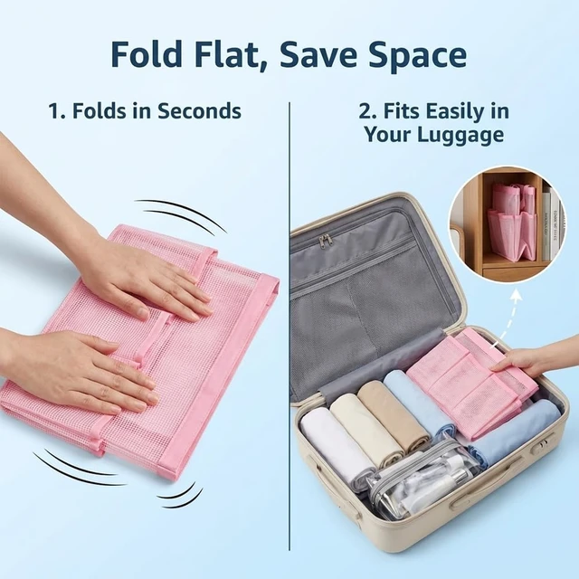 Alt view image 7 of 7 - Beach & Gym, Travel, Portable Quick Dry Toiletry Bag for Dorm, Foldable Mesh Shower Caddy with 9 Pockets