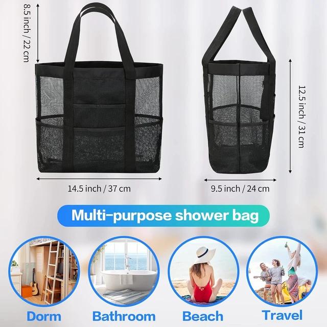 Alt view image 2 of 7 - Toiletry Tote for College Dorm Gym Swimming, Portable Beach Pool Bag, Large Mesh Shower Caddy for Bathroom