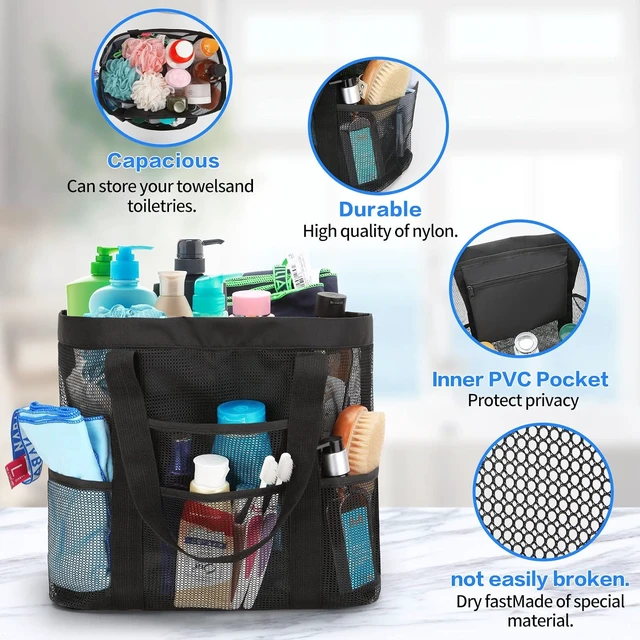 Alt view image 4 of 7 - Toiletry Tote for College Dorm Gym Swimming, Portable Beach Pool Bag, Large Mesh Shower Caddy for Bathroom