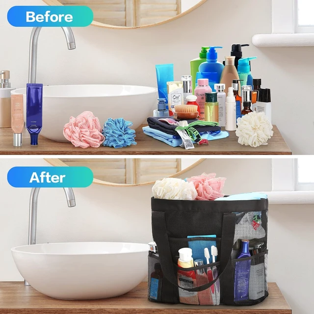 Alt view image 6 of 7 - Toiletry Tote for College Dorm Gym Swimming, Portable Beach Pool Bag, Large Mesh Shower Caddy for Bathroom