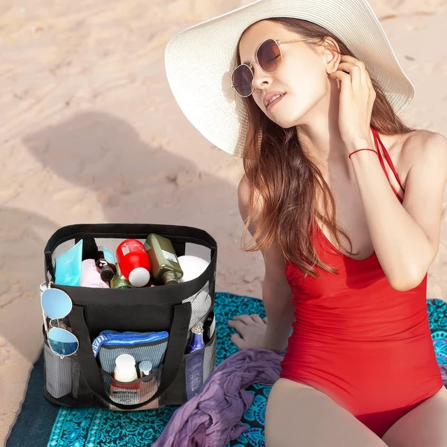 Alt view image 5 of 7 - Toiletry Tote for College Dorm Gym Swimming, Portable Beach Pool Bag, Large Mesh Shower Caddy for Bathroom