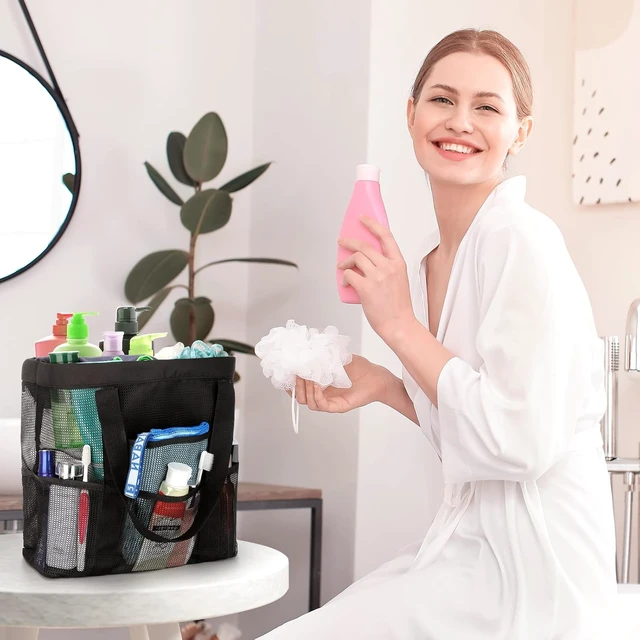 Alt view image 3 of 7 - Toiletry Tote for College Dorm Gym Swimming, Portable Beach Pool Bag, Large Mesh Shower Caddy for Bathroom