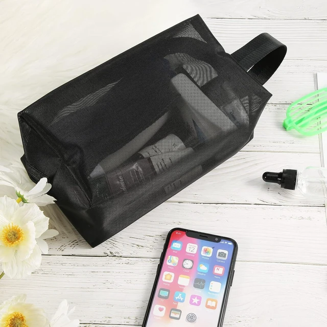 Alt view image 4 of 7 - Hanging Toiletry Organizer for Travel and Bathroom Cosmetics, Portable Mesh Shower Caddy with Zipper and Handles