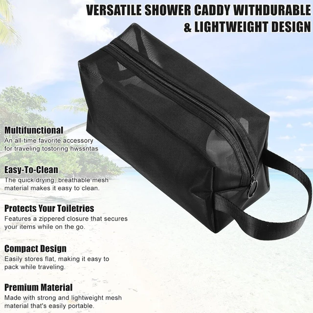 Alt view image 6 of 7 - Hanging Toiletry Organizer for Travel and Bathroom Cosmetics, Portable Mesh Shower Caddy with Zipper and Handles