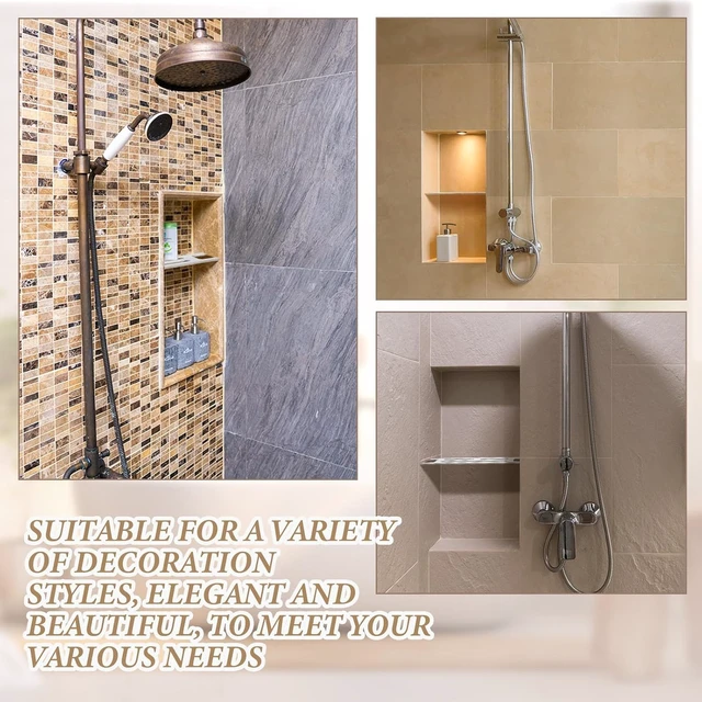 Alt view image 5 of 7 - Marine Grade Floating Shelf for Bathroom Tile Remodel & Storage, Stainless Steel Shower Niche Shelf Insert - Ultra-Thin Brushed Metal Divider for Prefabricated Niches