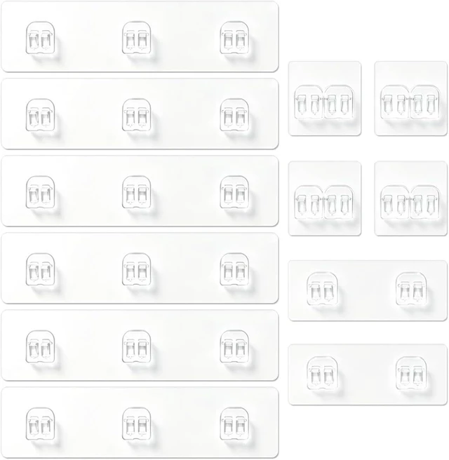Main image of No Drill Transparent Adhesive Shower Caddy Hooks
