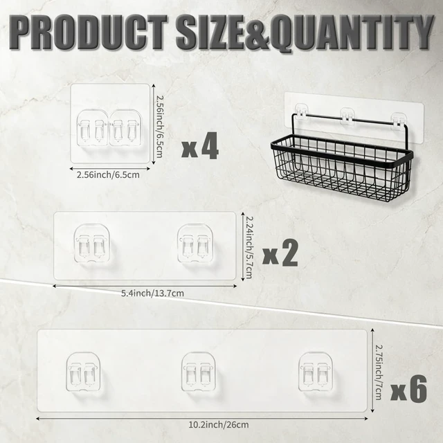 Alt view image 2 of 7 - No Drill Transparent Adhesive Shower Caddy Hooks