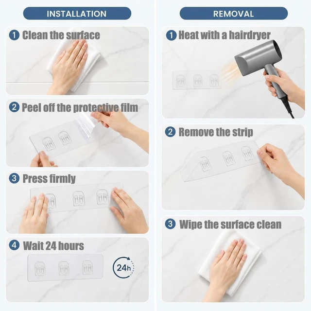 Alt view image 4 of 7 - No Drill Transparent Adhesive Shower Caddy Hooks