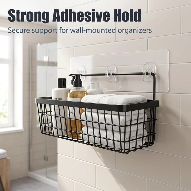 Alt view image 5 of 7 - No Drill Transparent Adhesive Shower Caddy Hooks