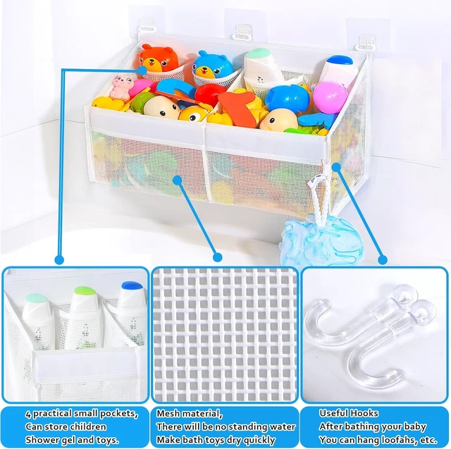 Alt view image 5 of 6 - Space-Saving Bathroom Toy Holder with Drainage Holes, Corner Bathtub Toy Storage Basket - Quick-Dry Mesh Organizer for Kids