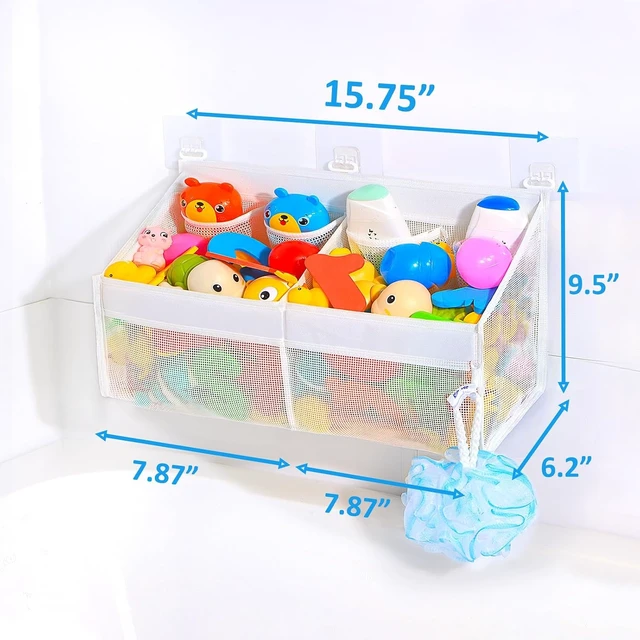 Alt view image 2 of 6 - Space-Saving Bathroom Toy Holder with Drainage Holes, Corner Bathtub Toy Storage Basket - Quick-Dry Mesh Organizer for Kids