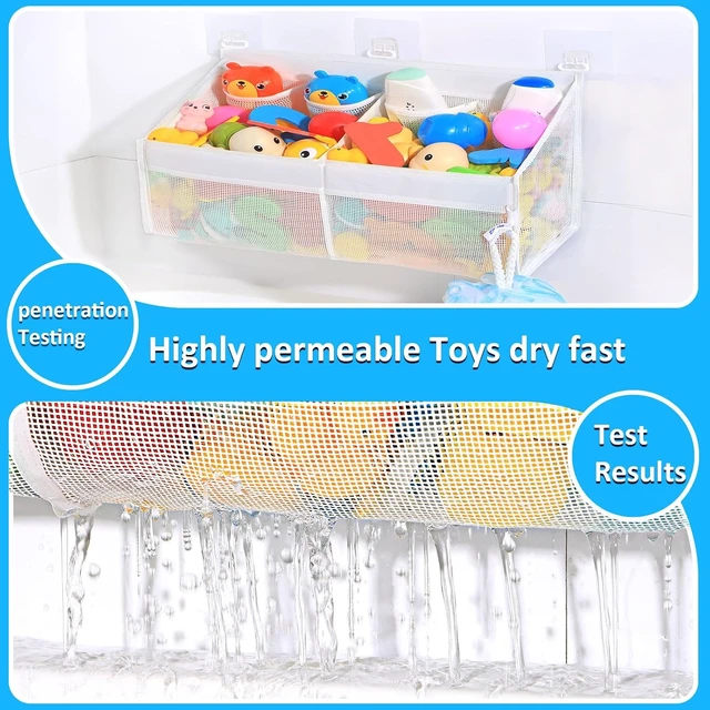 Alt view image 3 of 6 - Space-Saving Bathroom Toy Holder with Drainage Holes, Corner Bathtub Toy Storage Basket - Quick-Dry Mesh Organizer for Kids