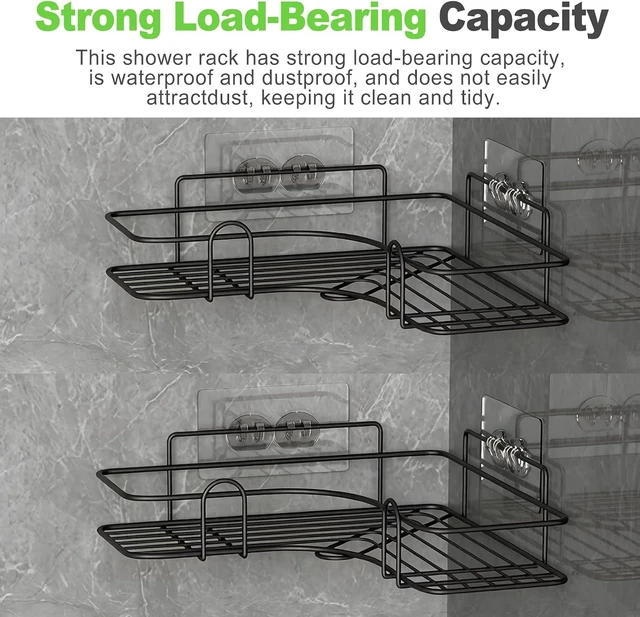 Alt view image 4 of 6 - Strong Waterproof No-Drill Adhesive Strips for Shower Caddy Bathroom Kitchen Wall Mount Storage Rack Soap Holder Hooks Easy Install
