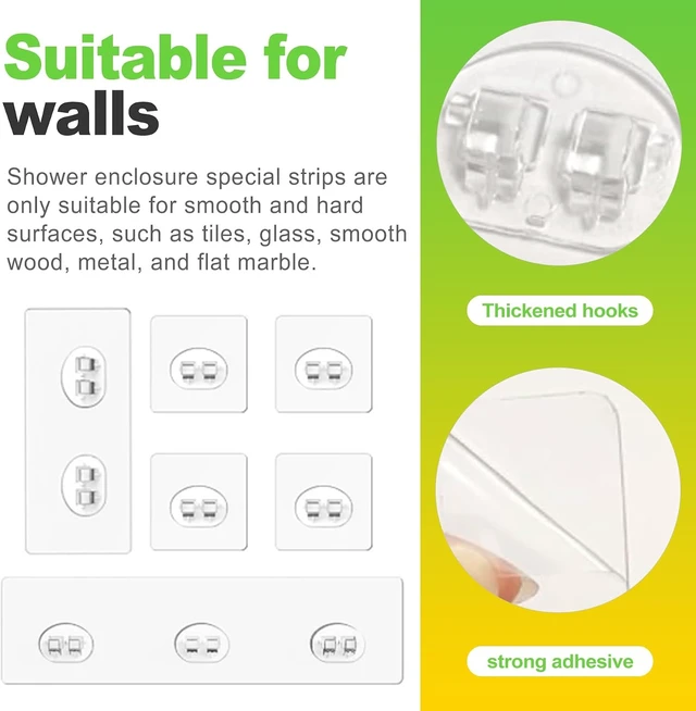 Alt view image 3 of 6 - Strong Waterproof No-Drill Adhesive Strips for Shower Caddy Bathroom Kitchen Wall Mount Storage Rack Soap Holder Hooks Easy Install