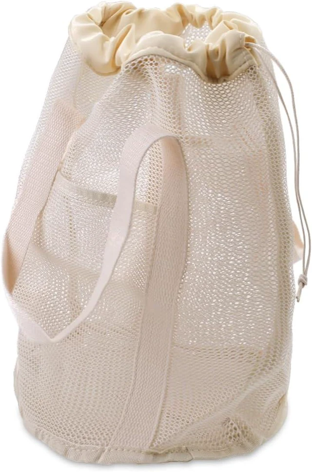 Main image of College Bathroom Toiletries, Gym, Dorm, Travel, Sandproof Mesh Beach Bag with Drawstring and Pocket for Camping, Portable Hanging Shower Caddy