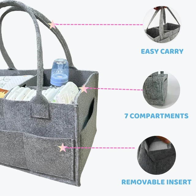 Alt view image 2 of 6 - Portable Baby Diaper Caddy Organizer Newborn Shower Gift Basket Nursery Changing Wipes Storage Bag for Infant Boys and Girls