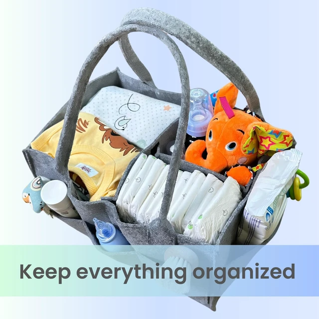 Alt view image 4 of 6 - Portable Baby Diaper Caddy Organizer Newborn Shower Gift Basket Nursery Changing Wipes Storage Bag for Infant Boys and Girls