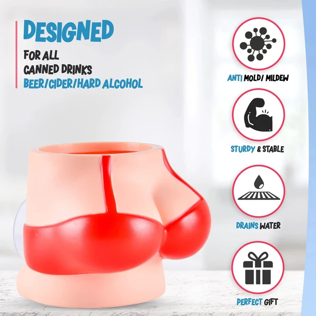 Alt view image 4 of 7 - Silicone Suction Cup Shower Beer Can Holder - Bathroom Drink Accessory for Bath Tub & Shower | Unique Gift Idea for Cold Brew Enthusiasts