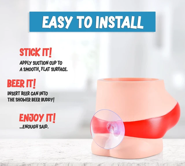Alt view image 7 of 7 - Silicone Suction Cup Shower Beer Can Holder - Bathroom Drink Accessory for Bath Tub & Shower | Unique Gift Idea for Cold Brew Enthusiasts
