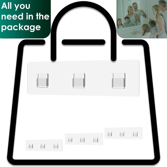 Alt view image 4 of 7 - Clear Bathroom Storage Shelf Organizer Hook Stickers, Adhesive Shower Caddy Replacement Strips
