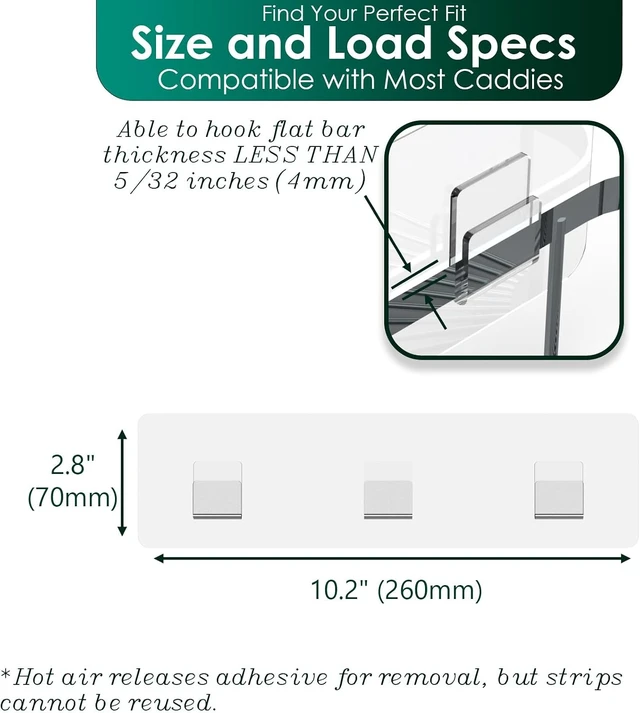 Alt view image 5 of 7 - Clear Bathroom Storage Shelf Organizer Hook Stickers, Adhesive Shower Caddy Replacement Strips