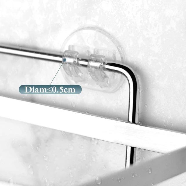 Alt view image 7 of 7 - No-Drill Soap Basket & Bathroom Kitchen Storage Shelves, Clear Adhesive Shower Caddy Set
