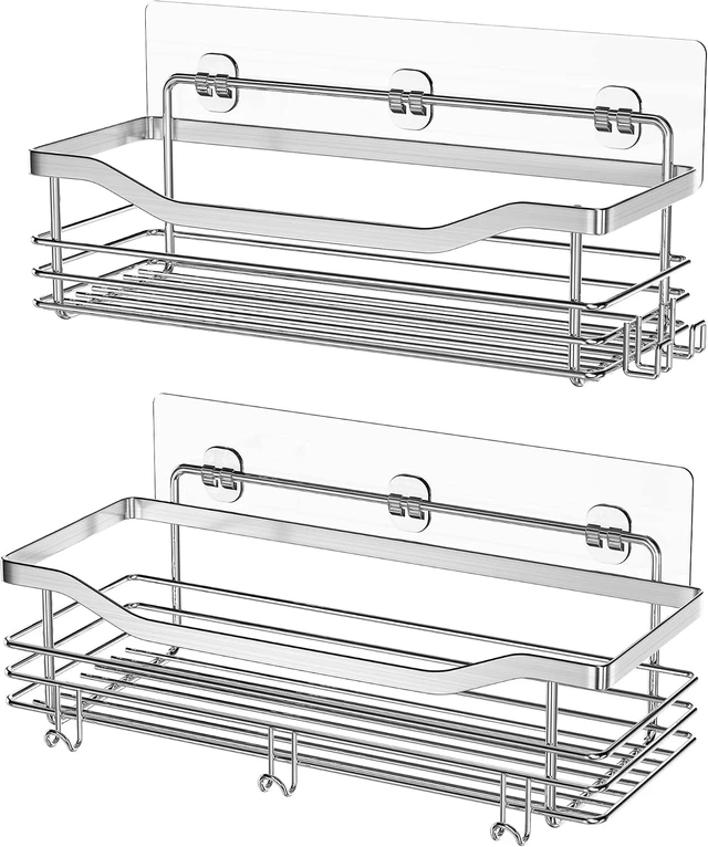 Alt view image 3 of 5 - Kitchen Rack & Bathroom Storage Organizer, Waterproof Rustproof Mounting Pads for Shower Caddy, Strong Transparent Wall Adhesive Strips