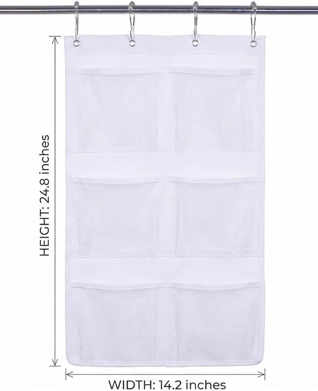 Alt view image 2 of 6 - Space-Saving Quick-Dry Bathroom Organizer, 6-Pocket Hanging Mesh Shower Caddy