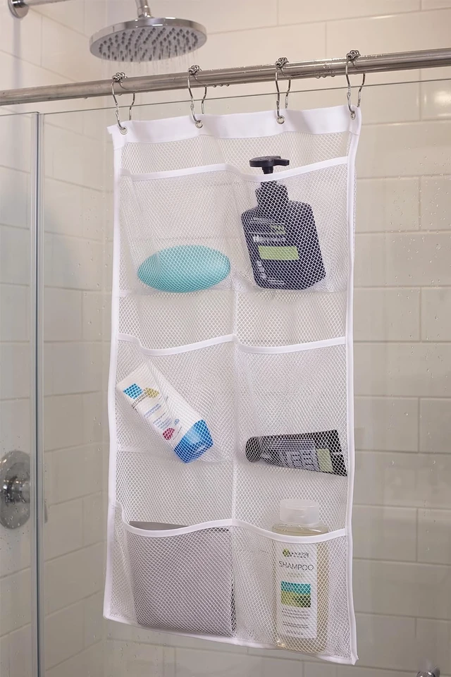 Alt view image 6 of 6 - Space-Saving Quick-Dry Bathroom Organizer, 6-Pocket Hanging Mesh Shower Caddy