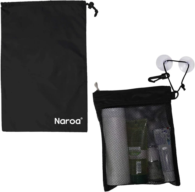 Main image of Foldable Portable Mesh Wet Dry Storage Bag, Waterproof Hanging Toiletry Organizer with Suction Hook for Gym Travel Business