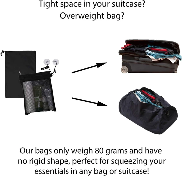 Alt view image 4 of 7 - Foldable Portable Mesh Wet Dry Storage Bag, Waterproof Hanging Toiletry Organizer with Suction Hook for Gym Travel Business