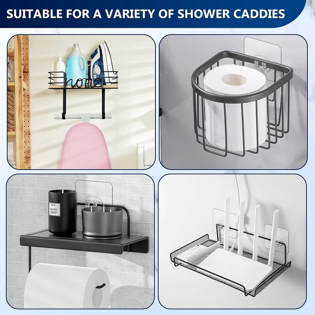 Alt view image 7 of 7 - Soap Holder & Kitchen Rack Set, Waterproof No-Drill Bathroom Storage Shelves, Adhesive Shower Caddy Replacement Hooks