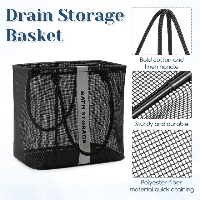 Alt view image 2 of 7 - Portable Mesh Shower Basket for Camping Dorm Gym Beach