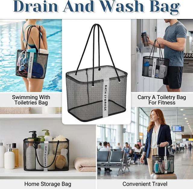 Alt view image 6 of 7 - Portable Mesh Shower Basket for Camping Dorm Gym Beach